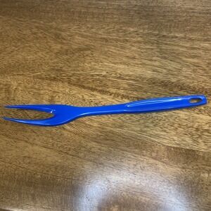 Vintage Foley 11" Nylon Plastic Serving Meat Fork 70s MCM Dark Blue Navy Kitchen
